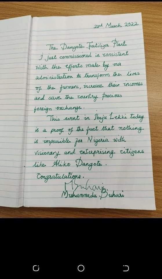 President Muhammadu Buhari handwriting, the man they claimed doesn’t have O’level certificate. 

God bless my President