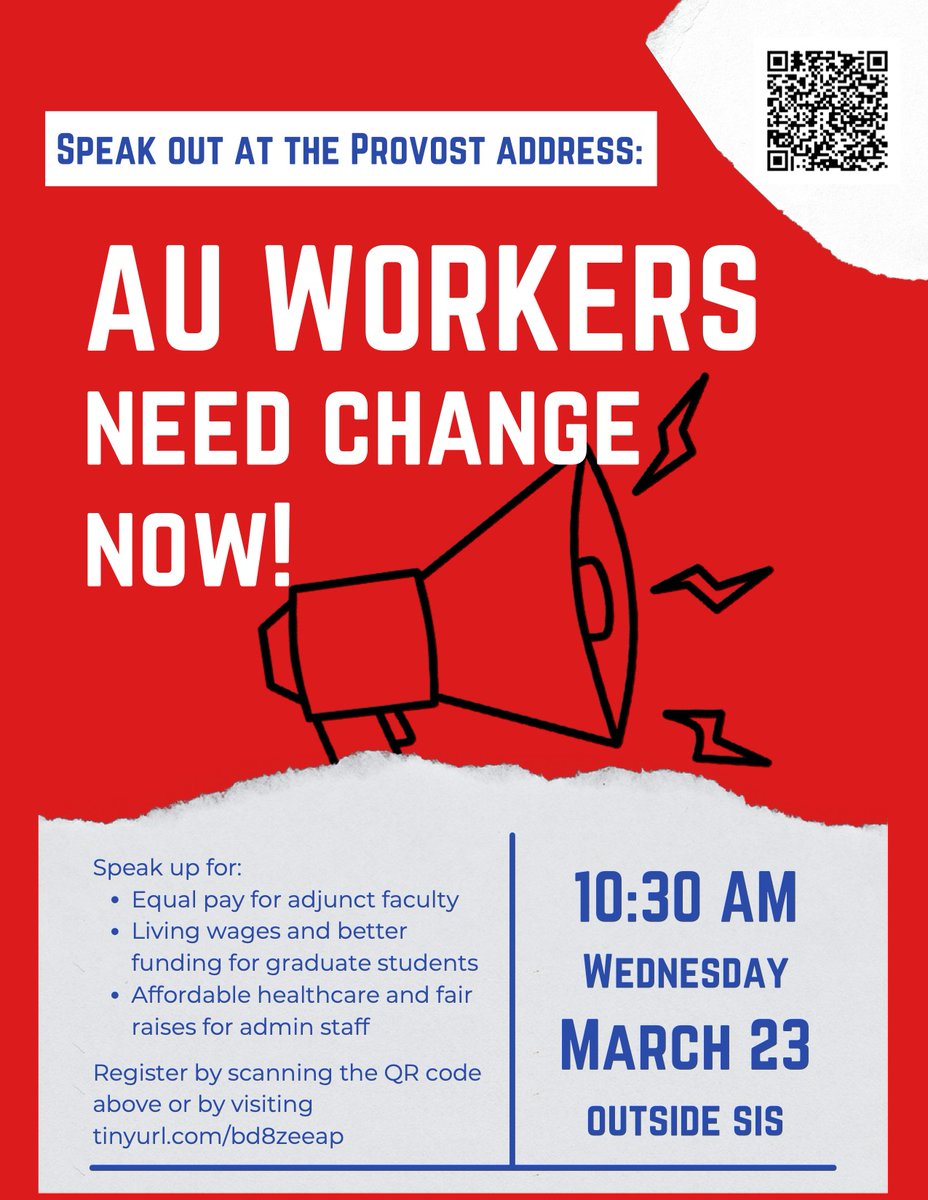 Paying grad student workers a living wage indexed to inflation is a #DiversityAndInclusion in #academia issue. 

@dei_dpap supports @AUGradUnion and @austaffunion in their negotiation for competitive compensation. Join tomorrow 3/23 to say  #AUChangeCantWait