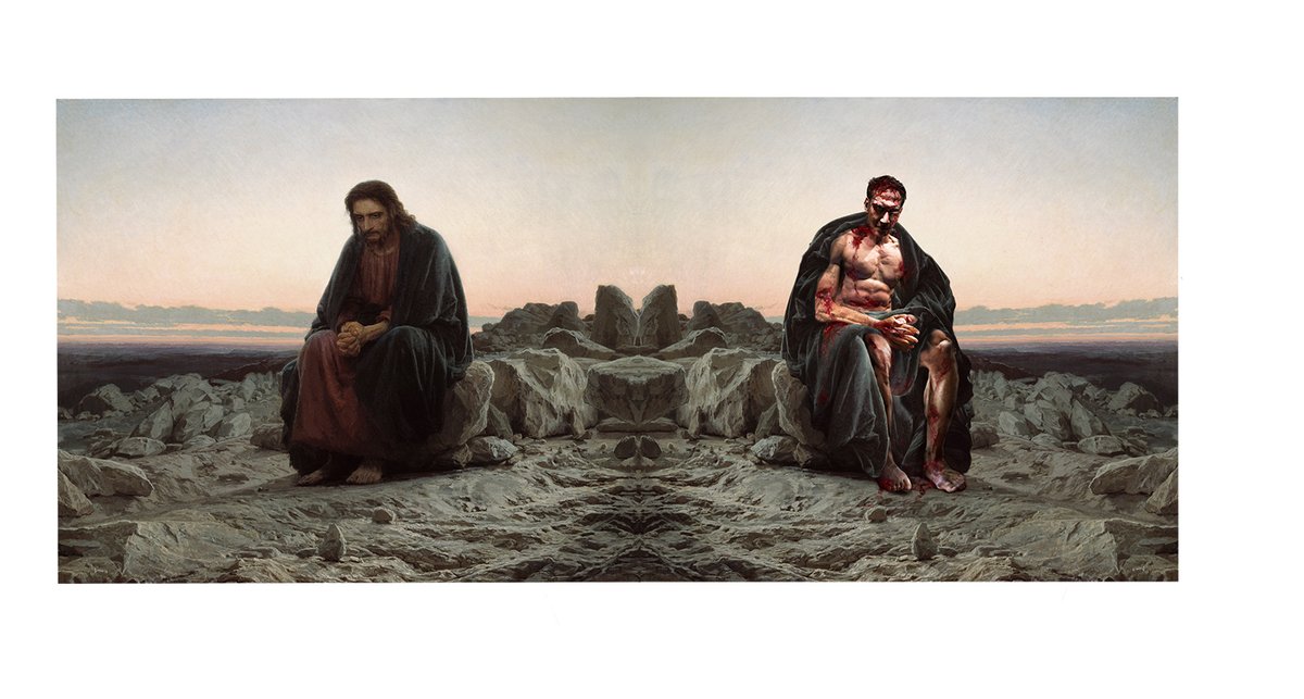 barsancornel's tweet photo. "LA SYMETRIE EN DEUX TEMPS"- photographie conceptuelle , dimension variable - Allégorie a la base de "Le Christ en désert" peinture de Ivan Kramskoi , peintre ruse , XIX siècle https://t.co/LzrUHfhFZT