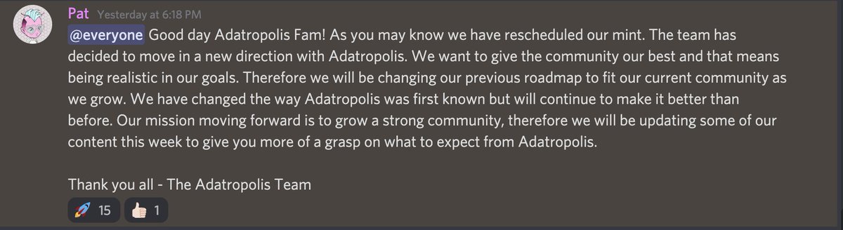 adatropolis's tweet photo. Hello Fellow Adatrops! We have a quick update regarding the direction of Adatropolis

✌️👽✌️
#CNFTCommunity #NFTCommmunity #cnft #nft https://t.co/36DwIS5umP