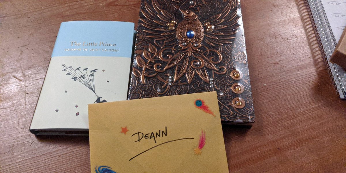 DeAnnWrites's tweet photo. When your absolutely wonderful, talented, writer friend sends you your favourite things (book and notebook!) out of the blue. @panscribes you made my month. Thank you for thinking of me.💗 https://t.co/5CdpxewEIx