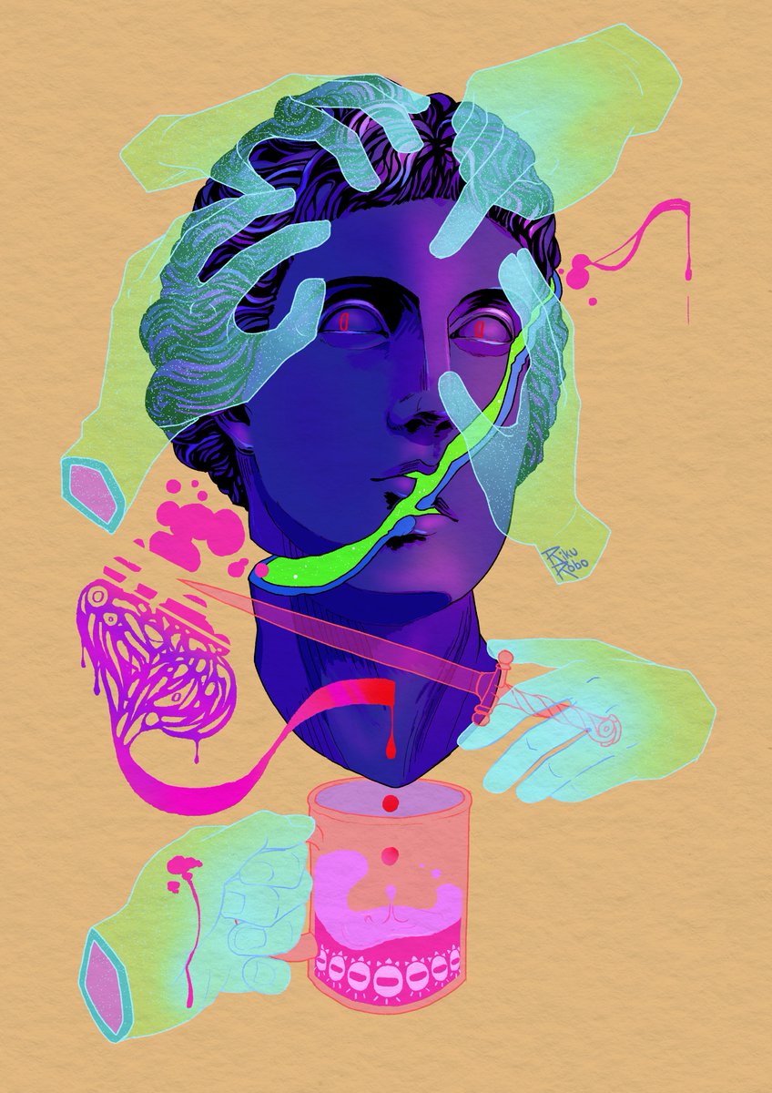 rybot04's tweet photo. Ended up with a lot more colours this time. I have ventured very far from the drawtobers that I started with, but I still very much enjoy drawing the surreal and cosmic horror things 🌒 https://t.co/kSuXGWYBf3
