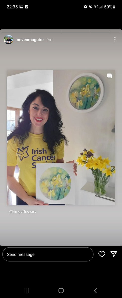 All proceeds from the sale of these prints go to the <a href="/IrishCancerSoc/">Irish Cancer Society</a>
Visit kimgaffneyart.com to purchase. Each print costs €50 and there is FREE postage anywhere in Ireland. Purchase some art and help out this amazing and needed charity this Daffodil Day.....