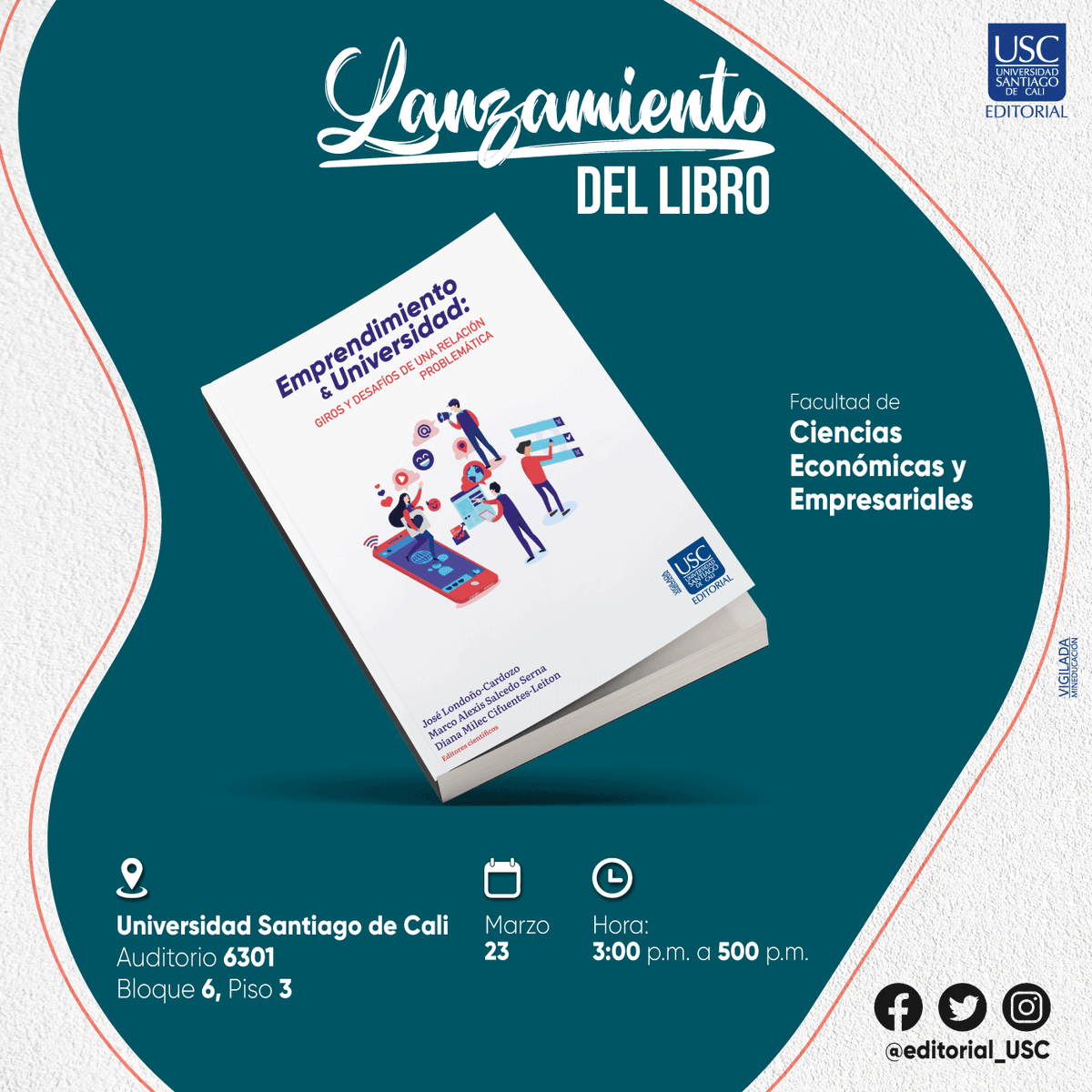 Editorial_USC's tweet photo. La editorial USC te invita a la mesa temática organizada para el lanzamiento de libros realizados por la facultad de ciencias económicas y empresariales de la Universidad Santiago Cali.
Conectate con nosotros a través del siguiente link ⬇️: 
https://t.co/o2BQnKbqZZ

#EditorialUSC https://t.co/QRaLmozo8s