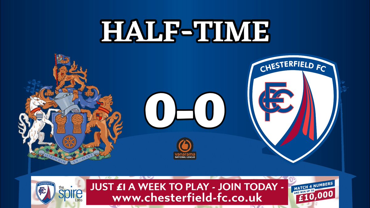 ChesterfieldFC's tweet photo. A game of few chances so far, could go either way but the Spireites will be hoping to be more clinical in the second half. #Spireites https://t.co/2XJ68XgRPb