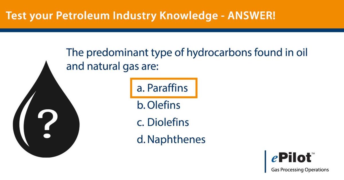 PetroSkills's tweet photo. Test Your Knowledge Answer | And the correct answer is... a. Paraffins! #Knowledge #PetroSkills #ePilot #oilandgas https://t.co/g3ckmqAMez