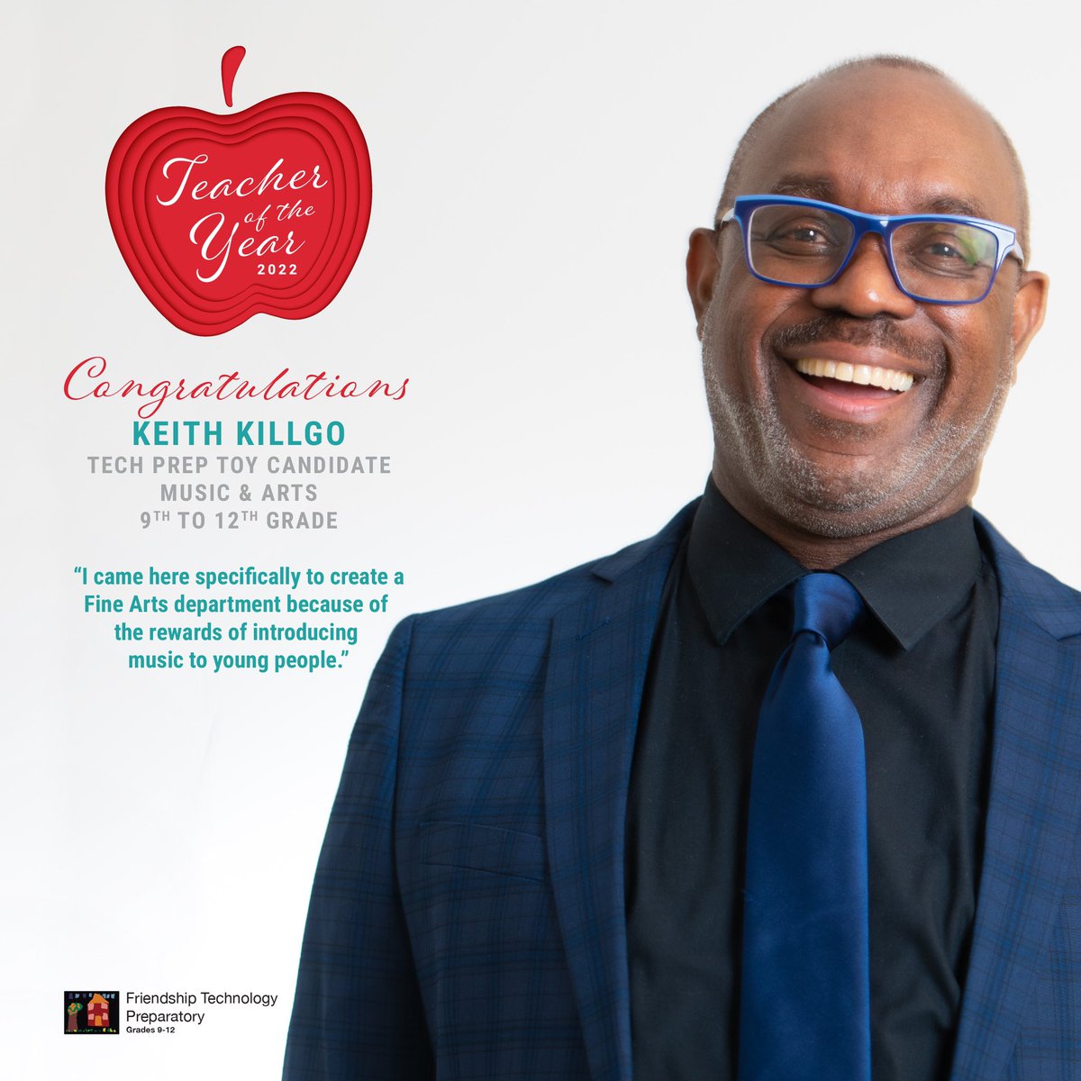 FriendshipPCS's tweet photo. Native Washingtonian Keith Killgo and high school teacher at #FPCSTechPrep uses his innate love for Music & Arts as a way to give back to the community he comes from through teaching.
Congratulations on your Teacher of the Year nomination, Mr. Killgo! @ftp_titans https://t.co/CGmf76Et6k
