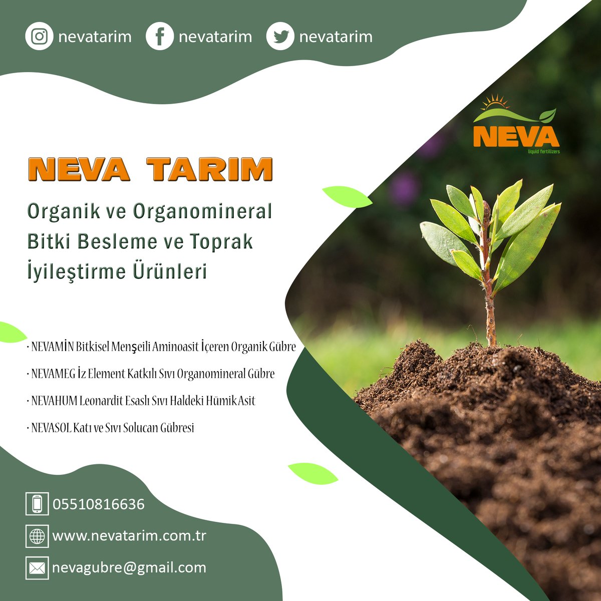 Neva Tarım || Organik ve Organomineral Bitki Besleme ve Toprak İyileştirme Ürünleri 

#sıvısolucangübresi #humikasit #hümikasit #solucangübresi #solucan #organik #nevatarim #nevatarım #sarayönü #konya #gübre #arpa #buğday #mısır #aycicek #tarım #patates #sebze #meyve