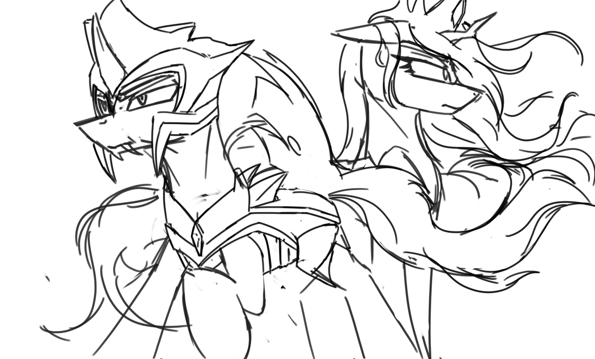 NixWorldArt's tweet photo. Next commission! Early sketch of two OC's. https://t.co/wvpN9YrUBh