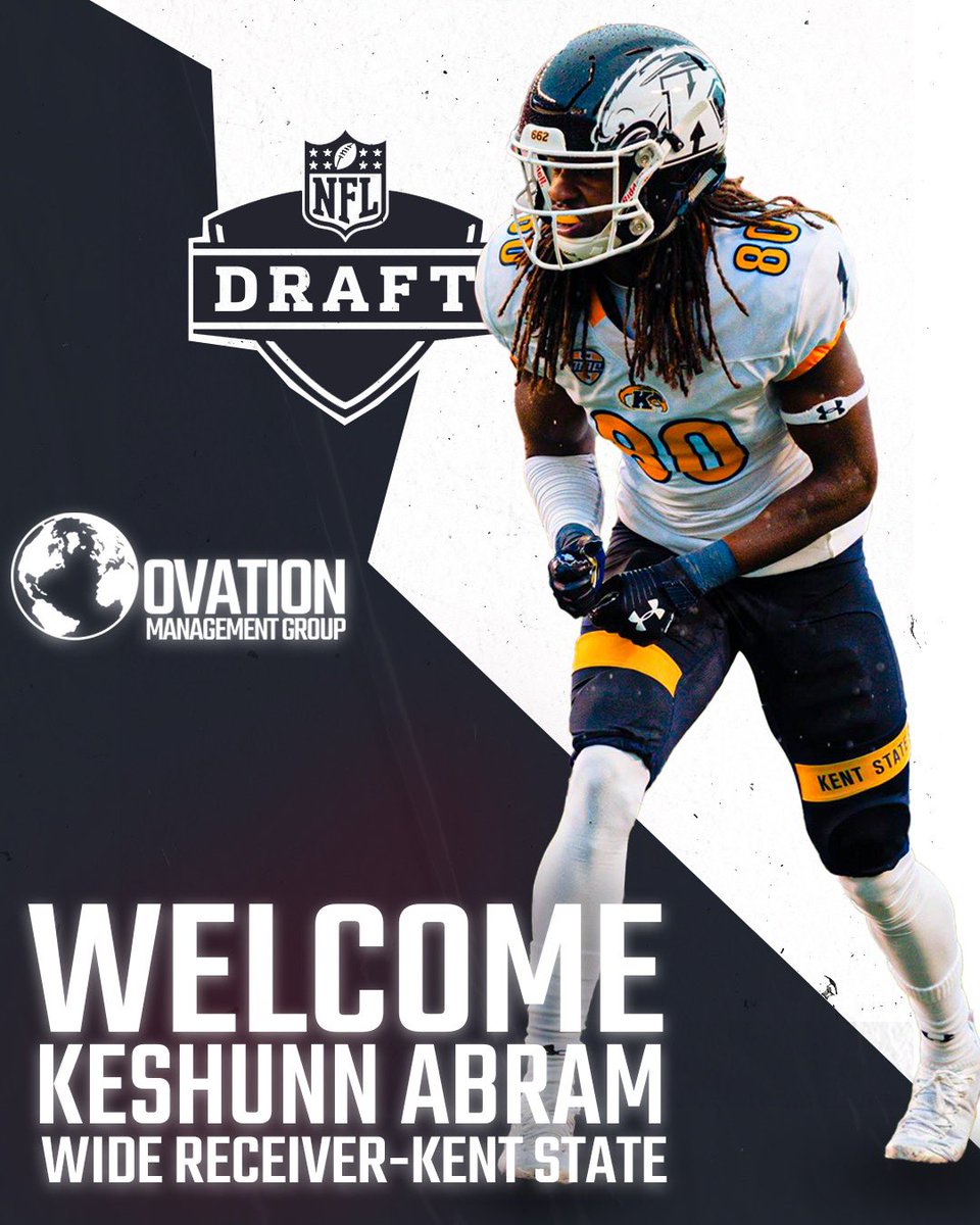 Ovation Mgt Group (@ovationmgt) on Twitter photo Welcome Keshunn Abram (<a href="/keshunn_abram/">Keshunn Abram</a>) from Kent State to Ovation Management Group. Keshunn had a great career playing Wide Receiver at Kent State. We are excited to represent him in the 2022 NFL DRAFT. Welcome Keshunn Abram (<a href="/keshunn_abram/">Keshunn Abram</a>) from Kent State to Ovation Management Group. Keshunn had a great career playing Wide Receiver at Kent State. We are excited to represent him in the 2022 NFL DRAFT.