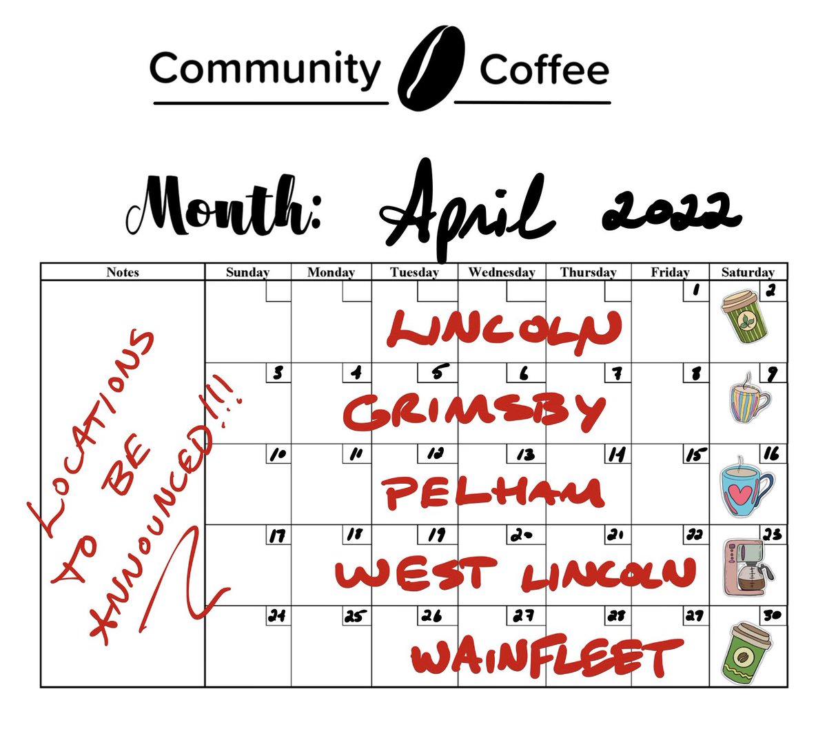 NWestLiberals's tweet photo. Do you like coffee? Us too! Join us Saturday at The Flat Top grill (1554 20hwy Smithville) at 12pm for #CommunityCoffee as we discuss our path to victory in 2025. Check out our schedule for April to join in on another Saturday #cdnpoli #lpc https://t.co/KZpBLefjol