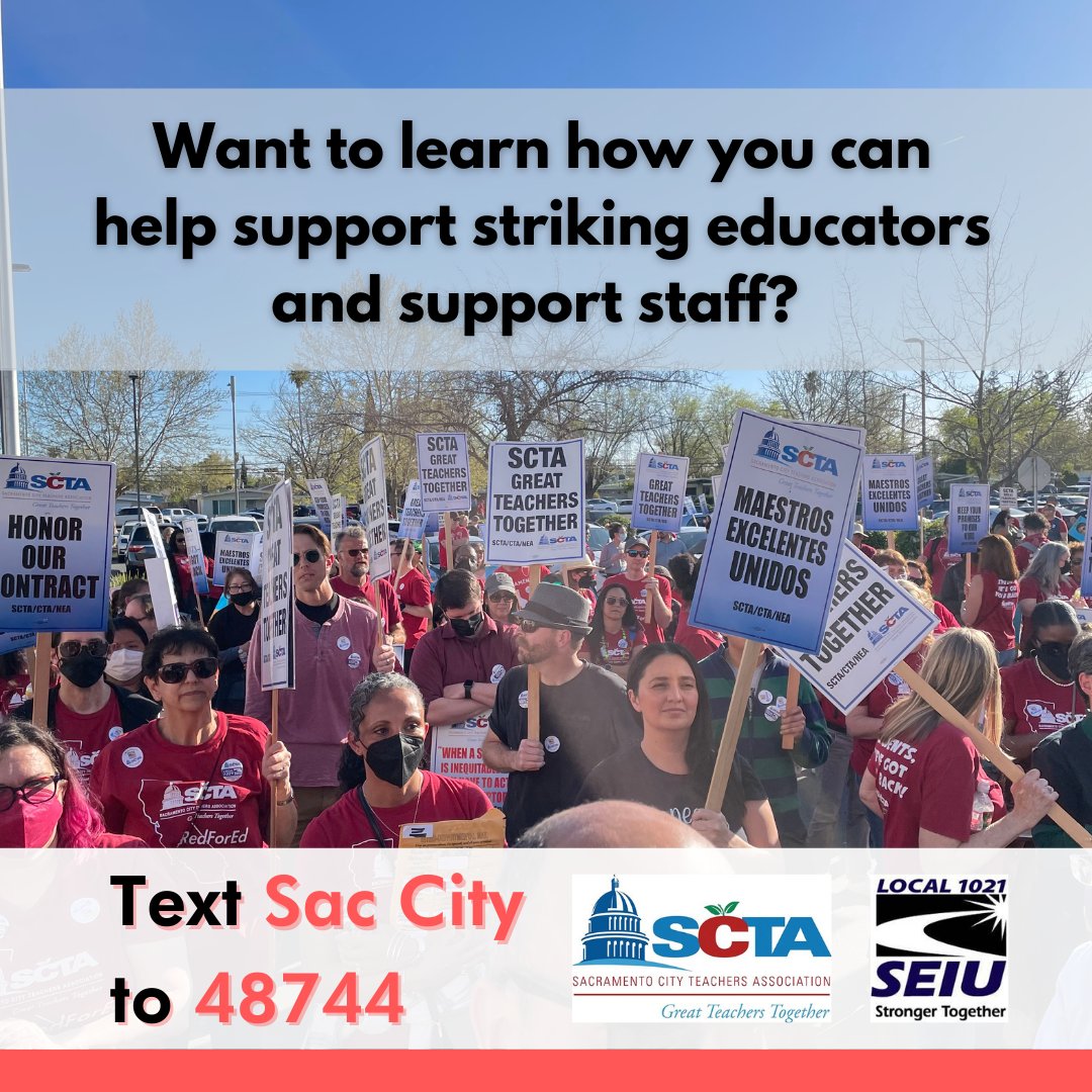 SacTeachers's tweet photo. We're fighting to make sure every Sac City student has a teacher in the classroom. Want to support us? Text SAC CITY to 48744 for ways you can help.
#SCTA4Students #SacCitySolidarity https://t.co/ig7s15Q9HW