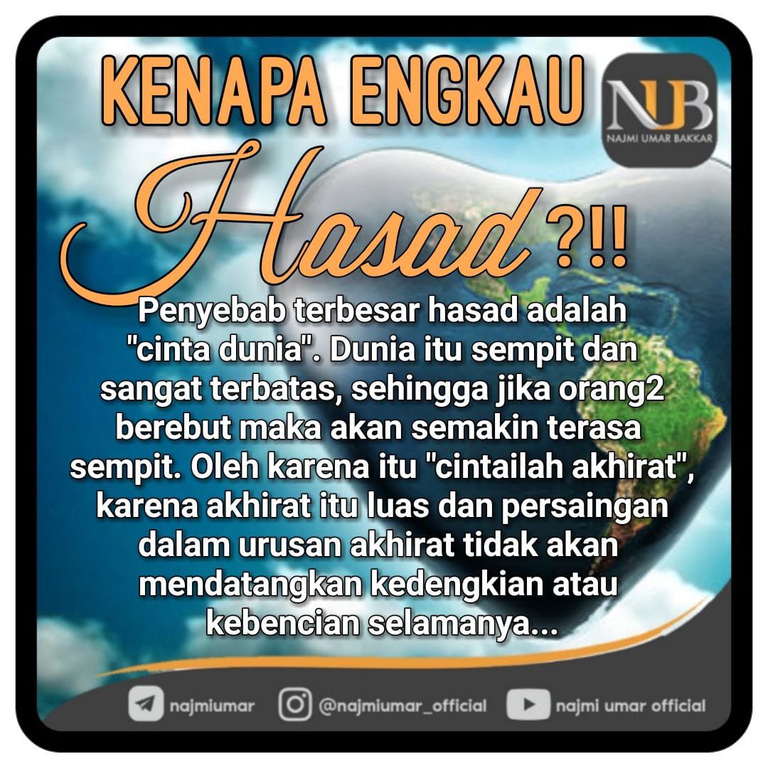 ulahnyandung43's tweet photo. Penyebab terbesar hasad karena cinta dunia

#cintadunia
#hasad 
#Sunnah 
#backtoallah https://t.co/m2IU6jHoIb
