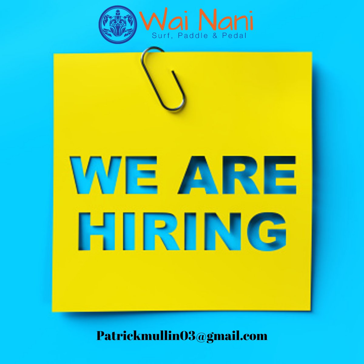 Looking for a great summer job.  Take a look at Wai Nani Surf and Paddle.

For an  application email -  Patrickmullin03@gmail.com