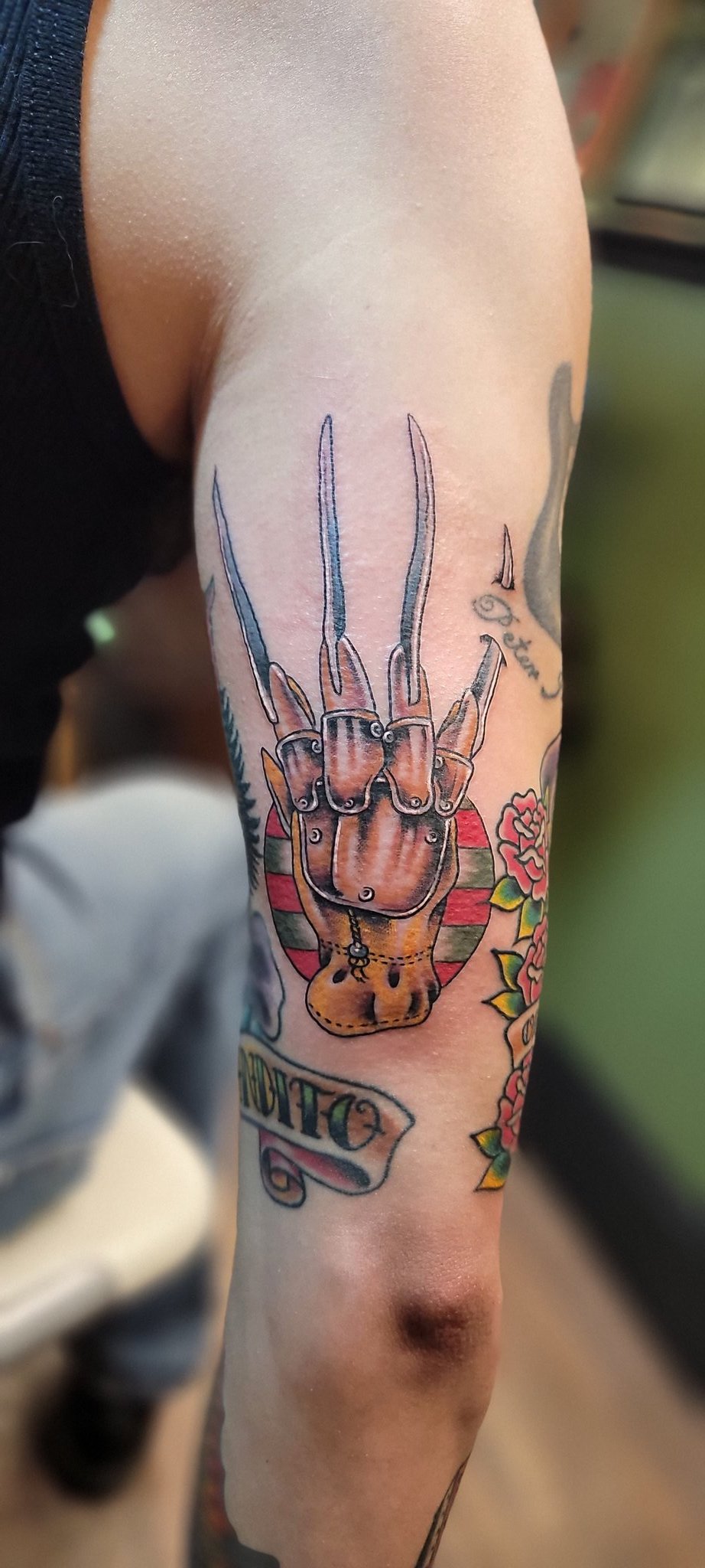 Ex Voto Tattoo Studio  Freddys hand done at cagliaritattooconvention Tnx  to motherofhorrordolls nightmare freddykrueger horrorbesthorror  horrortattoos traditionaltattoo traditionalsketch traditional  brightandbold tradwork inkedink 