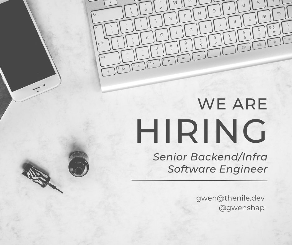 Exciting news! The stealthy startup that <a href="/sriramsubram/">Sriram Subramanian</a> and I started in Jan is looking for a senior backend/infra eng with expertise in building API products. If this is you, and you want to join us in the exciting  "under 10 people" stage of a startup, DM me.