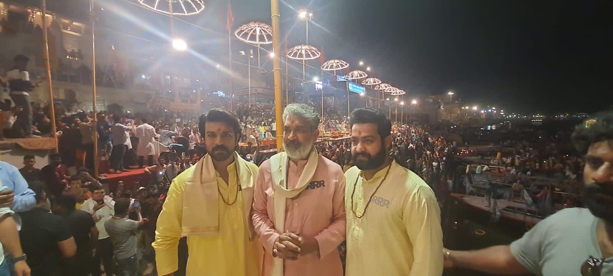 JollyHoo's tweet photo. Team #RRRMovie in the divine city of Varanasi
#RRRinVaranasi
#RRRTakeOver
#RRROnMarch25th @AlwaysRamCharan @tarak9999 https://t.co/au3kwpeIsO