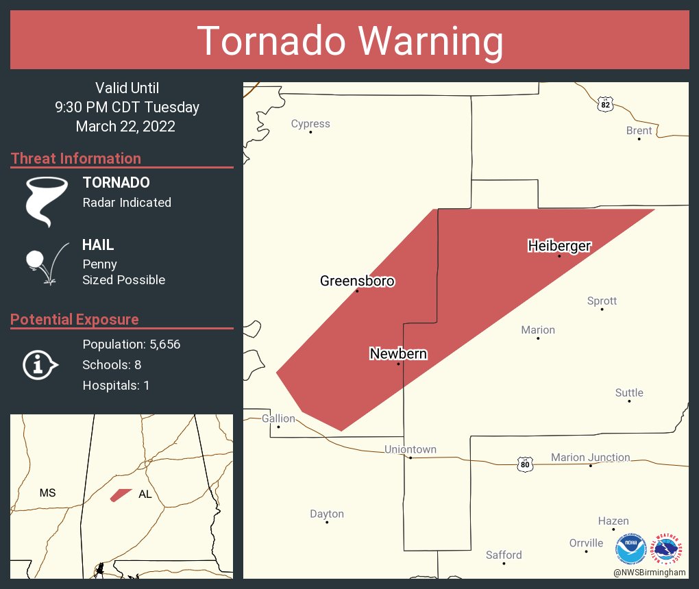 NWS Tornado on Twitter "Tornado Warning including Greensboro AL