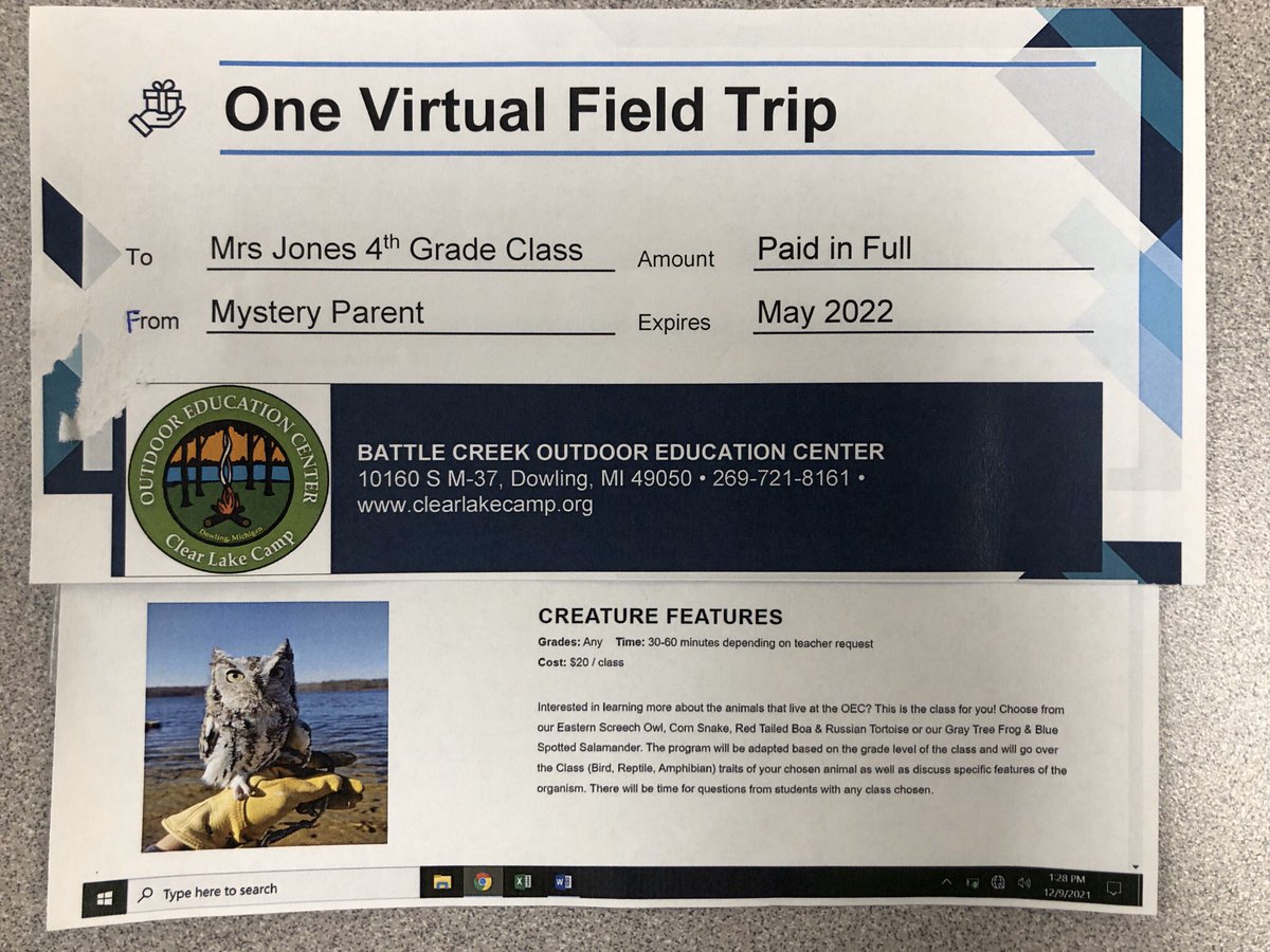 MJonesGL's tweet photo. We had a virtual field trip today to learn about the Screech Owl and its adaptations. What a fun and educational opportunity from a student’s family that connected to our recent Science unit! #GLCSRyan https://t.co/1raWtjm0xZ