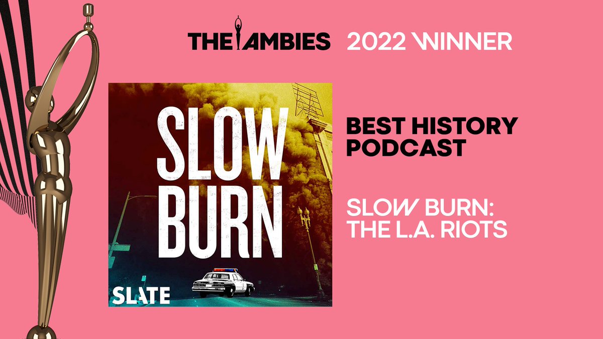 History is and always will be one of our best teachers. That is why it is so important people like <a href="/byjoelanderson/">Joel D. Anderson 🆓</a> and <a href="/Slate/">Slate</a> create great podcasts like Slow Burn: The L.A. Riots which just won the Ambie for Best History Podcast. Congratulations!