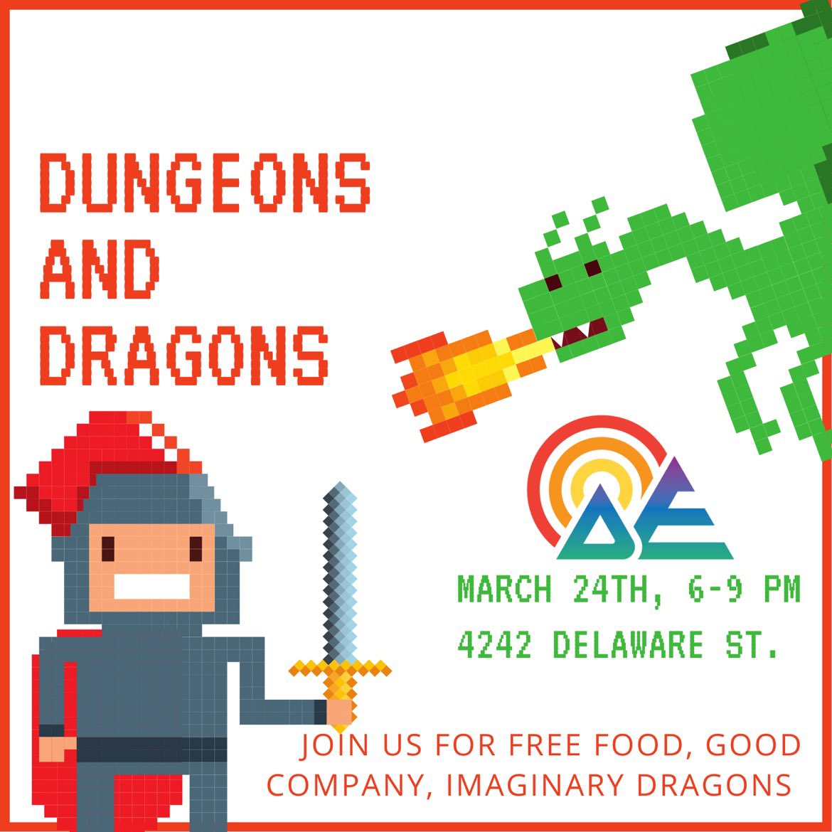DenverELEMENT's tweet photo. Join us for a fun night of Dungeons and Dragons! We'll be enjoying snacks and dinner, and some good old fashioned (mostly) innocent fun!! Come and connect with folks in the Pique and Element communities, and have a great evening with friends! https://t.co/XZbKcUWCVs