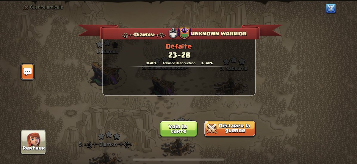 Fcc Mixed <a href="/FrenchCup/">French Clash Cup</a> 
Week 2: Diamxn E-Sport 🆚 Unknow Warrior
Lose 23-28 😭😢
<a href="/Axel_Natsume/">Natsumé</a> 
@Durite_VV