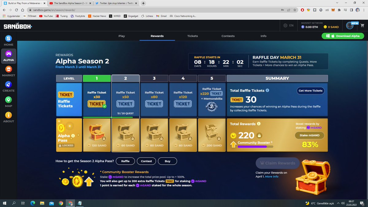 selparla's tweet photo. @TheSandboxGame I just participated in the daily #SandboxAlphaS2Contest for a chance to earn up to 1,000 $SAND! Starting March 22 - Ticket Day. Check out my screenshot below!
👇 #SandboxAlphaS2 https://t.co/yYZ6B8tPzS