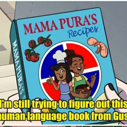 LakotaDarling's tweet photo. @DanaTerrace 
Who had the idea to use the real book?  Love it!!!! #foodisalovelanguage  #owlhousespoilers owltwt https://t.co/dLXKSIJDpm