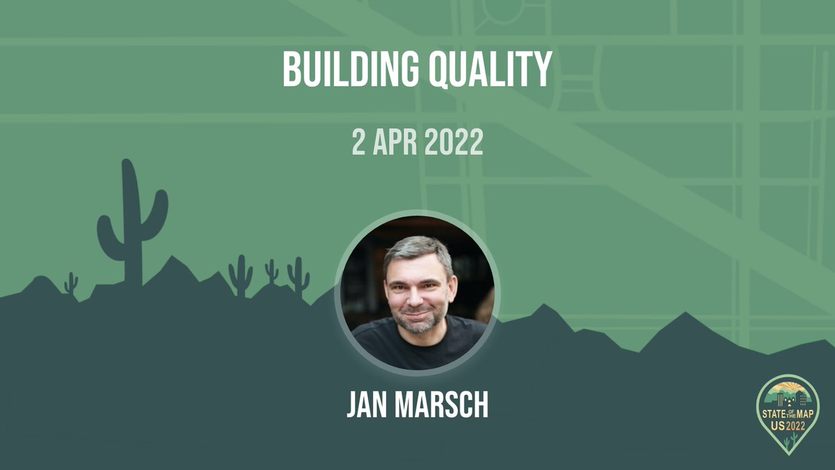 3dbuildingscom's tweet image. Meet Jan, our CEO and Founder at State of the Map US @sotmus conference April 1-3, 2022 in Tucson, AZ

There will be a lightning talk. 😊⚡️

2022.stateofthemap.us