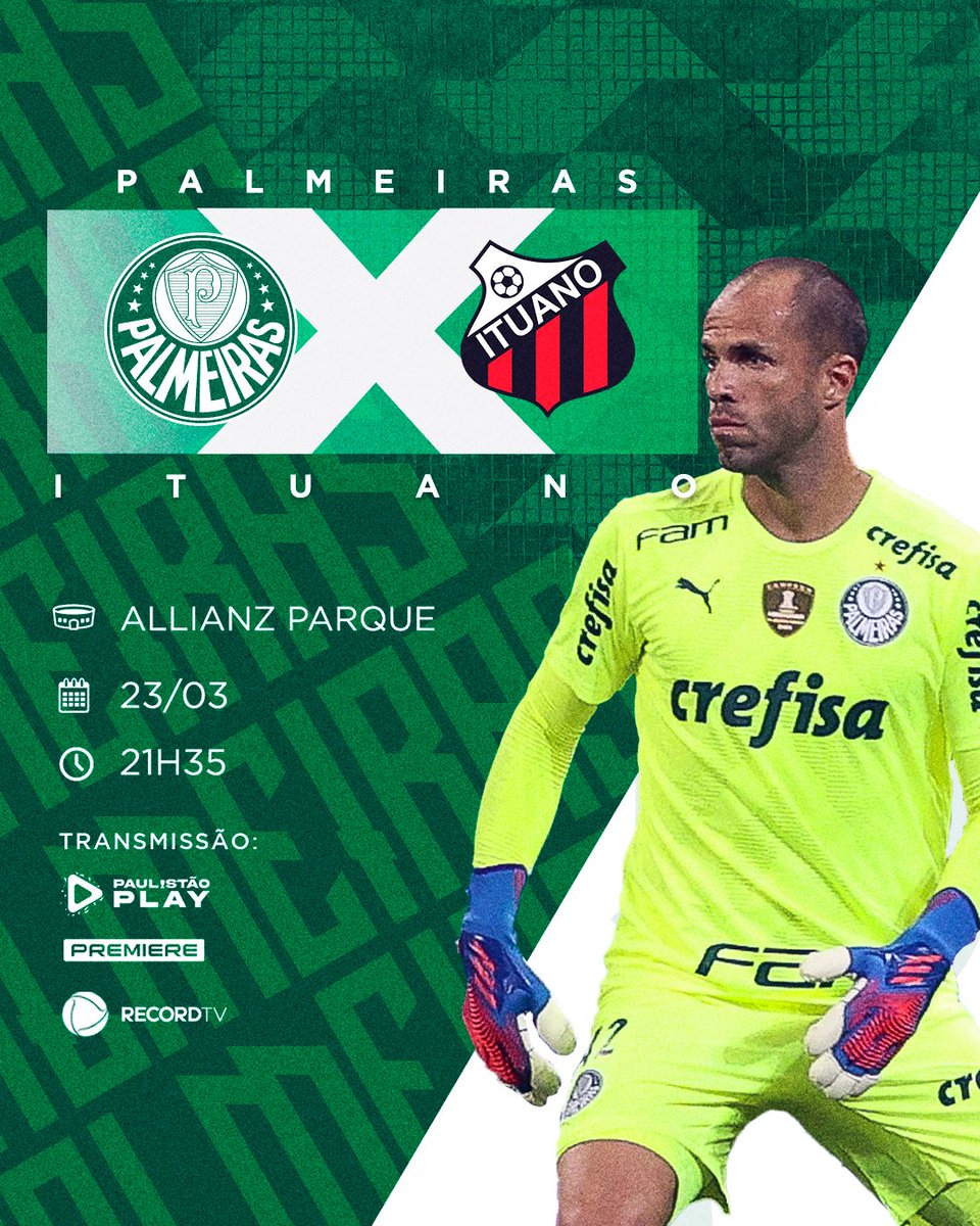 Palmeiras's tweet photo. AGORA É VALENDO VAGA NA SEMIFINAL E JOGAREMOS JUNTOS EM BUSCA DA CLASSIFICAÇÃO! HOJE É DIA DE PALMEIRAS! 🟢⚪️

#AvantiPalestra #PALxITU https://t.co/UYtxFNclgk