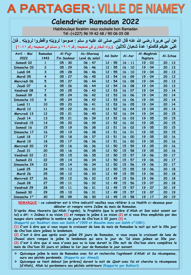 Calendrier du Ramadan : les horaires de jeûne dans votre ville