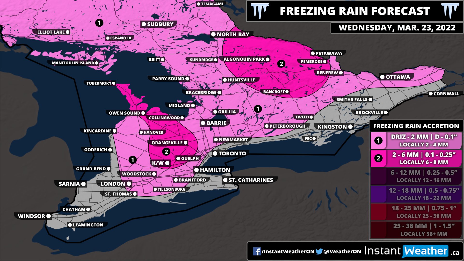 Instant Weather Ontario on Twitter "ONStorm ONwx Freezing Rain Risk and Damaging Wind Gusts