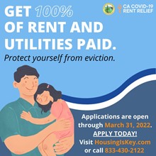 SCCgov's tweet photo. The California Rent Relief program deadline is March 31! Renters and landlords who need help with rent or utility payments due to COVID-19 may qualify for assistance. Get more information, check your eligibility and apply at https://t.co/0plbU86nCQ https://t.co/boQyXbgqbP