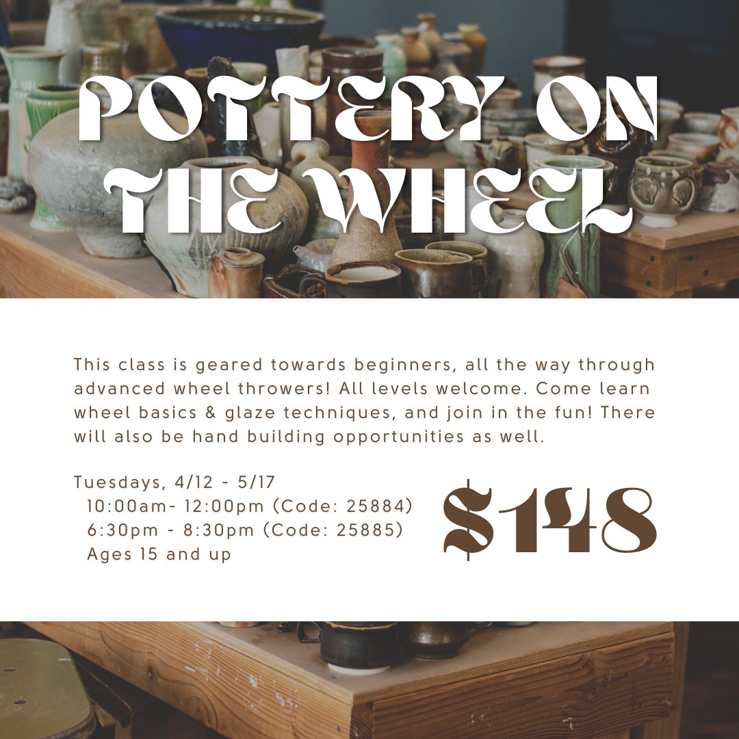 ArtStationCobb's tweet photo. Crank that pedal to the metal, and spin that clay all day!

Only on Tuesdays, Wednesdays &amp; Thursdays.

To register, visit https://t.co/XmdtvQ3Bkb or give us a call at 770-514-5930. #pottery #cobbparks #cobbculturalaffairs #adultclay #handbuilding #art #wheelthrowing #claythrowing https://t.co/MbtpBcflF3