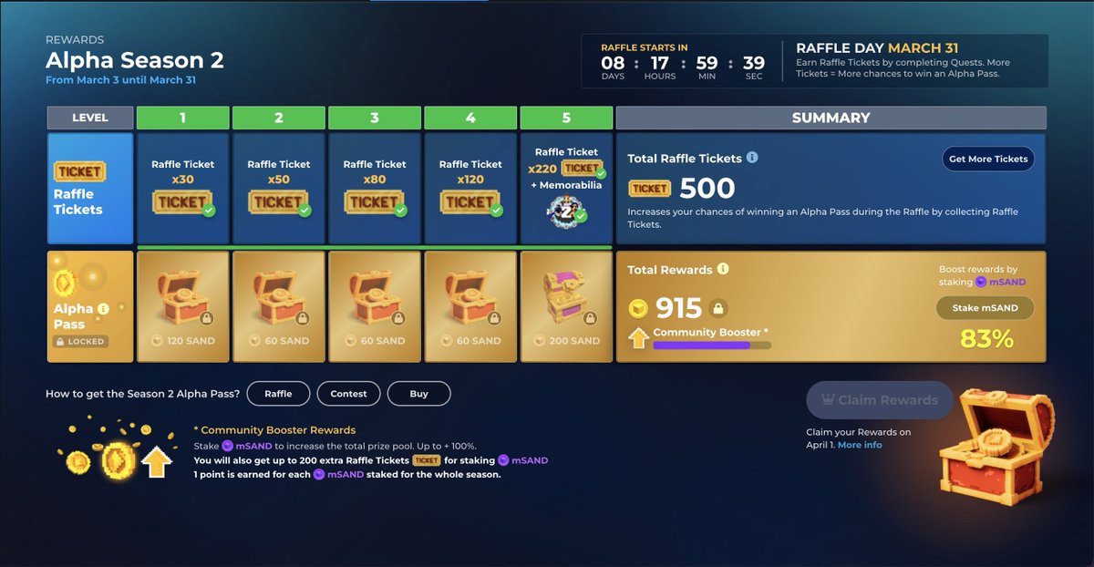 MKvlchn's tweet photo. @TheSandboxGame I just participated in the daily #SandboxAlphaS2Contest for a chance to earn up to 1,000 $SAND! Starting March 22 - Ticket Day. Check out my screenshot below!
👇 #SandboxAlphaS2 https://t.co/BqeTeCqgc2
