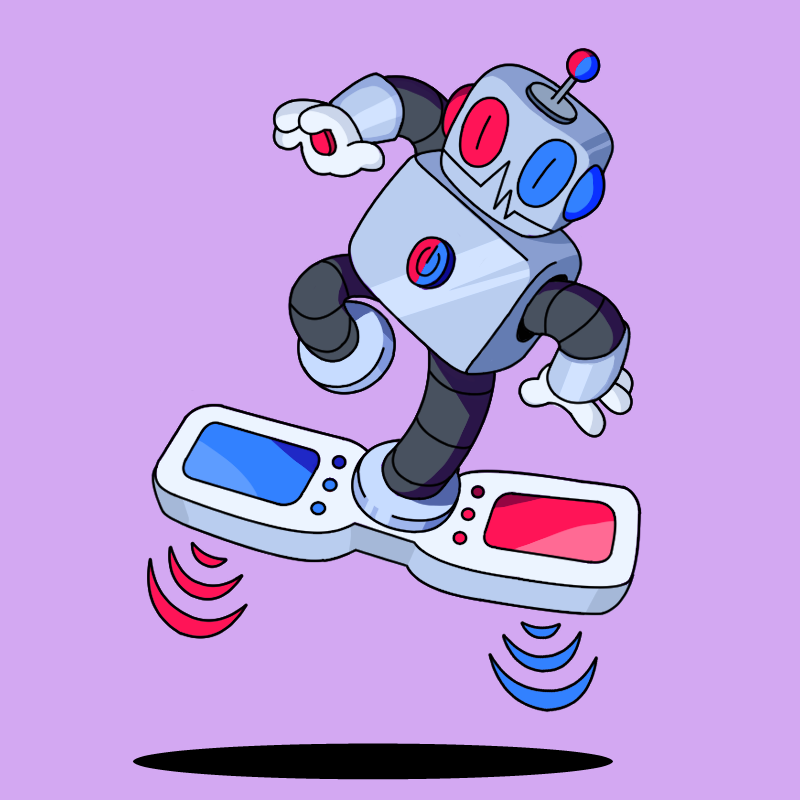 Toonbot loves his hoverboard! Sometimes he loses the hang of things thought🤖😅