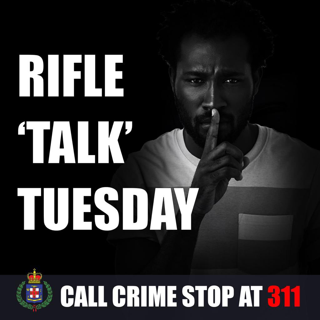 JamaicaConstab's tweet photo. The rifle ‘walk’ is getting ‘played’ out. Now it’s time for the rifle ‘talk’.
It’s easy, pick up your phone and call @CSJAMAICA at 311 or the NIB TipLine at 811 and tell us what you know about the guns, Gunmen and Gangs.
#AForce4Good
#GetEveryIllegalGun https://t.co/uoolyblESs