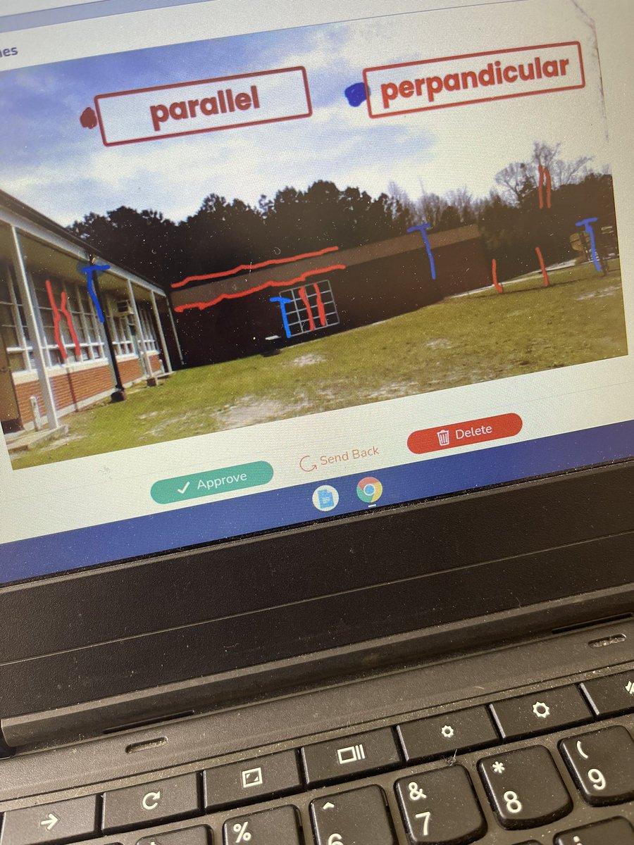tonironi15's tweet photo. We were hands on today learning about parallel and perpendicular lines. Ss were about to use manipulatives to form different types of lines as well as take a picture of their choice and identify the different types of lines. #LHESmustangs #ccsleads #ccsk5math #seesaw https://t.co/2zxQULSLUy