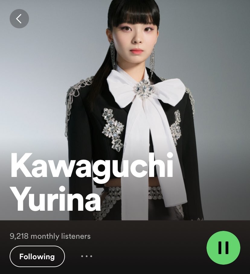YurinaCharts's tweet photo. Kawaguchi Yurina surpassed 9k monthly listeners in Spotify

+8k from yesterday 👏👏 https://t.co/di8jeVP7I7