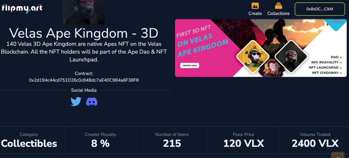 Hi Velas Ape Kingdom Holders! 
First 2 Days volume is 2400 VLX <a href="/VelasBlockchain/">Velas</a> on <a href="/FlipMy_Art/">FlipMy.Art</a>. This is insane, Thank you guys! Our website is also live: apekingdomnft.com, NFT launchpad coming soon, do not miss out this minting! Thank you

#VLX #NFT
