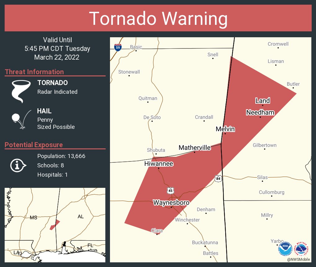 NWS Tornado on Twitter "Tornado Warning including Waynesboro MS