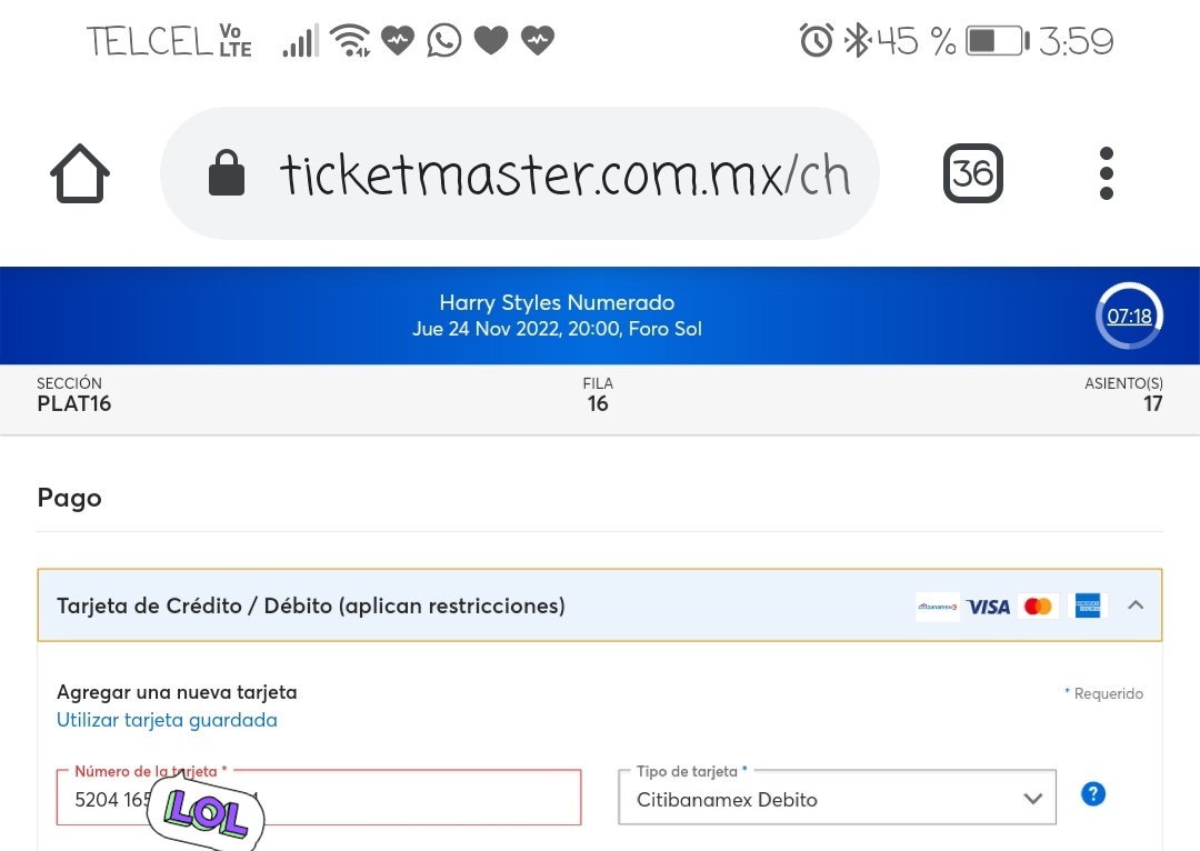 Arcewm's tweet photo. ¿Otra vez?
De qué se trata @Ticketmaster_Me no aceptó ningún método de pago.
2 veces hoy estuve a nada de comprar mis entradas.
🙄😒 https://t.co/So2P7oh0zB