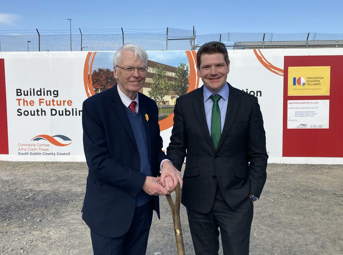 Cllr Charlie OConnor at the sod turning with Minister Peter Burke  and minister Colm brophy