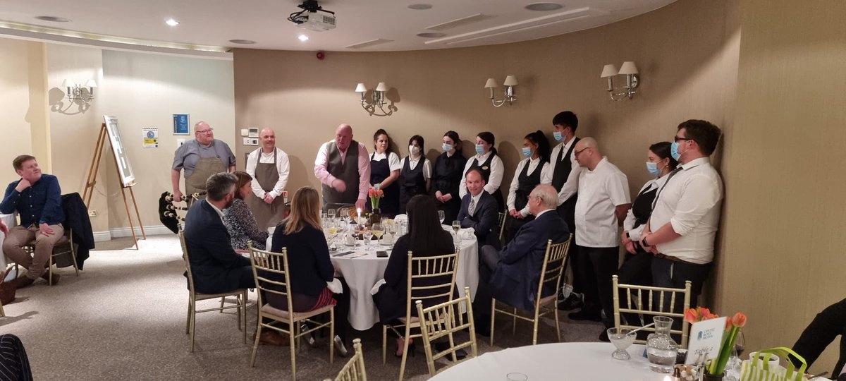 CelticRossHotel's tweet photo. Take a bow Ryan &amp; Robin of @TourismHospDept &amp; Cara, Rowen, Charlie, Edwin, Megan &amp; Aine of Mount Saint Michael Secondary school who helped @craigcmillar  @GordonsRest &amp; @cheflawrence38 produce a stunning tasting menu last night for our Scottish/West Cork networking dinner👌 https://t.co/VgEzDJY3db