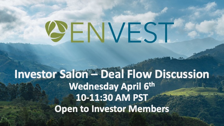 EnVest_Earth's tweet photo. EnVest Investor Salon
Deal Flow Discussion
April 6th 2022 10-11:30AM PST
Virtual

*Attendance is invite-only and open to investor members, registration link has been sent to members* https://t.co/m94Spf5qi0
