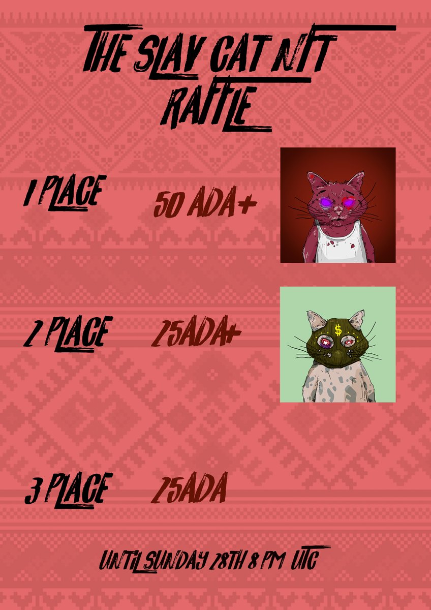 SlavCatNFT's tweet photo. A giveaway where you get an NFT and some Ada??? Exactly! 🙀

Just follow these easy steps:

❤️ Follow @SlavCatNFT
❤️ Like &amp; Retweet with #theslavcatnft 
❤️ Tag your favorite people!

❗️ Ends Sunday the 28th
#CNFTGiveaways #adagiveaway #NFTGiveaway #CNFTCommunity #Cardano https://t.co/4nLFSaPEdw