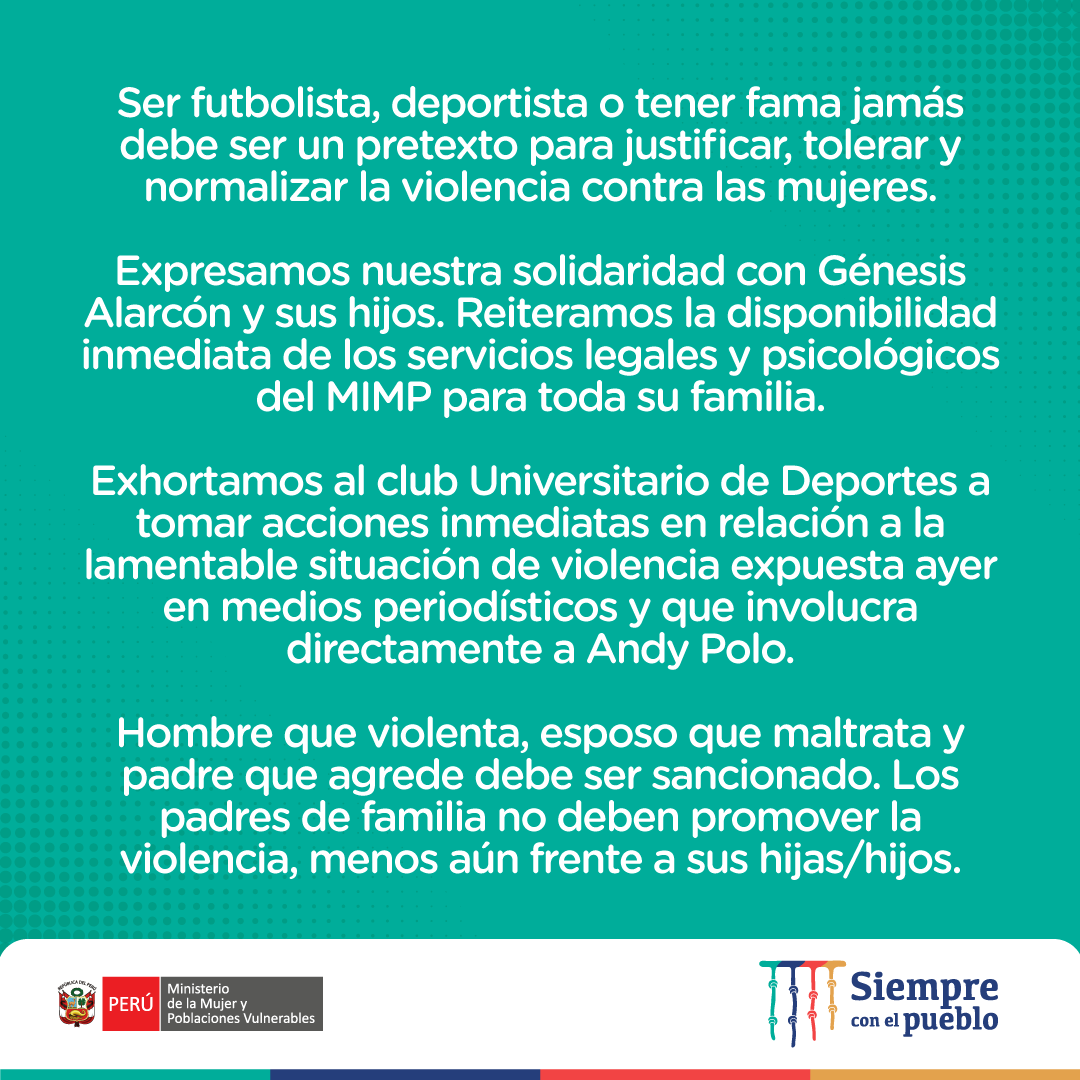MimpPeru's tweet photo. Pronunciamiento del Ministerio de la Mujer y Poblaciones Vulnerables

#HazLaDiferencia #FrenaLaViolencia https://t.co/7Ysqeoxfn1
