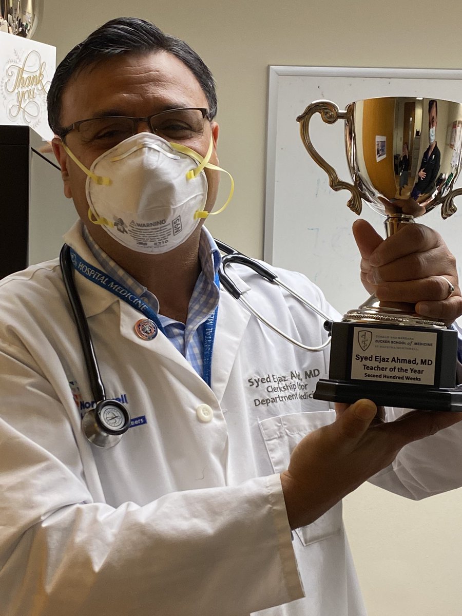 KarenFriedman9's tweet photo. So proud of @HofNorthwellDOM clinician educator extraordinaire Ejaz Ahmad for winning the second 100 weeks teacher award from @ZuckerSoM 🎉🥳🩺🥼🍾@SIbrahimMD @NorthwellChiefs @NorthwellDHM @LMKurian @DrSoniaGeorgeDO @danielwross4 https://t.co/m9J1m4dPum