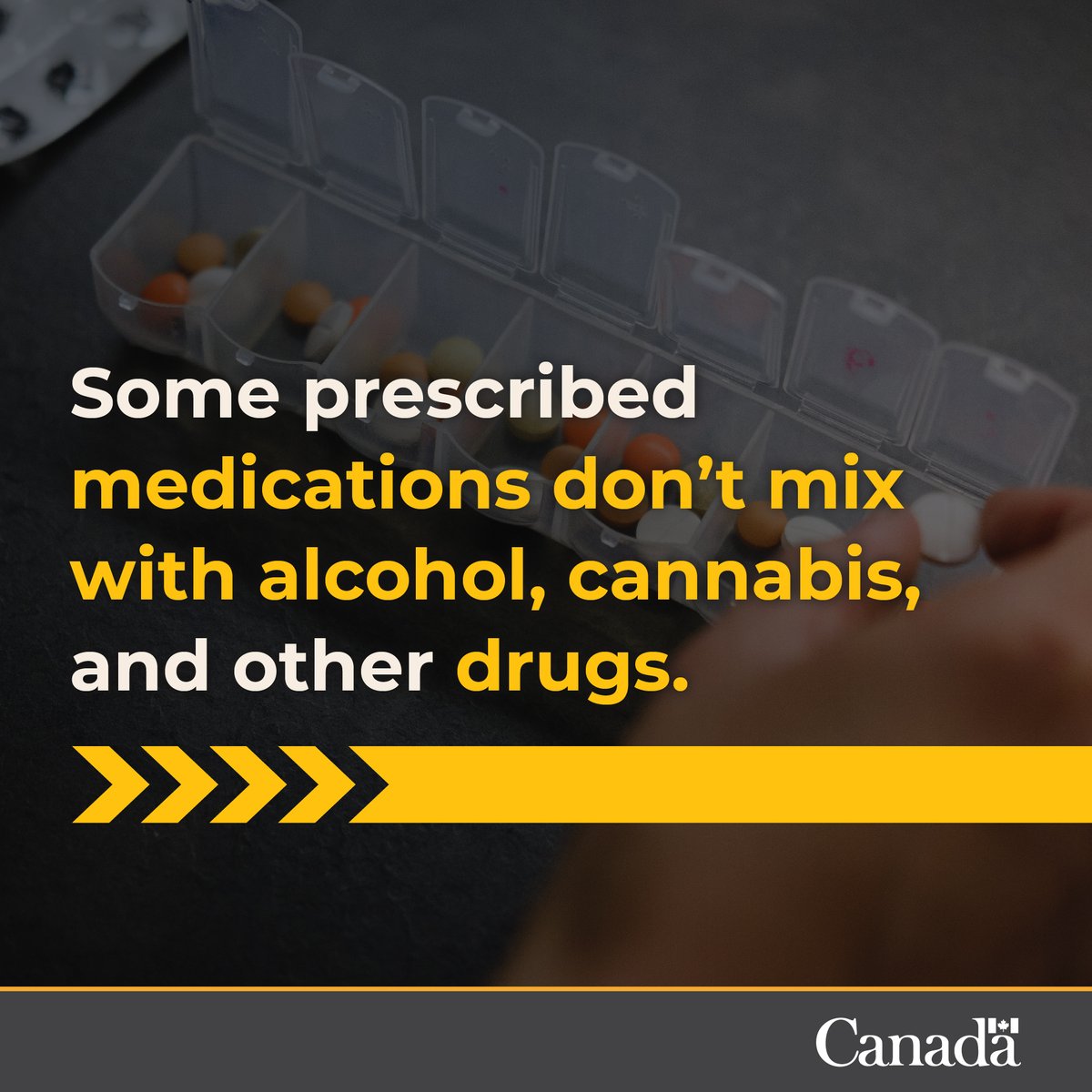 Safety_Canada's tweet photo. Many people are prescribed more medications as they age, and some don’t mix with alcohol, #cannabis and other impairing drugs. When used in combination, you increase the risk of unintended or harmful effects. Consume smart and #DriveSober. #IDriveAlert https://t.co/LL6IaarXUy