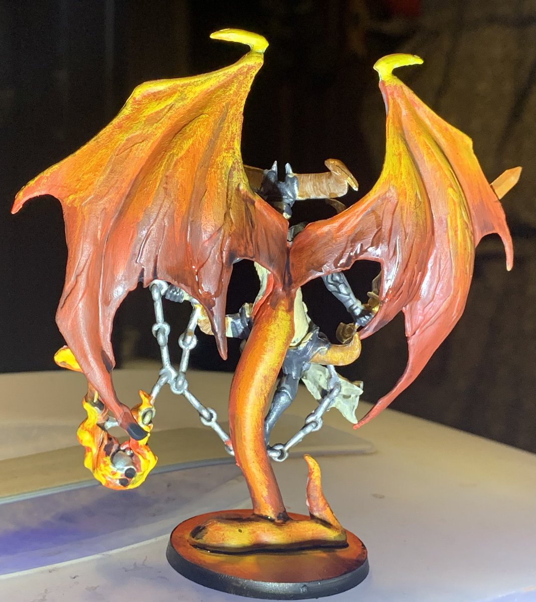 NavajoBirdsong's tweet photo. #MassiveDarkness2 #RoamingMonster #LyidanIncubusLord #painting Iβll try n get better photies in daylight.. https://t.co/8CFCWW60SB